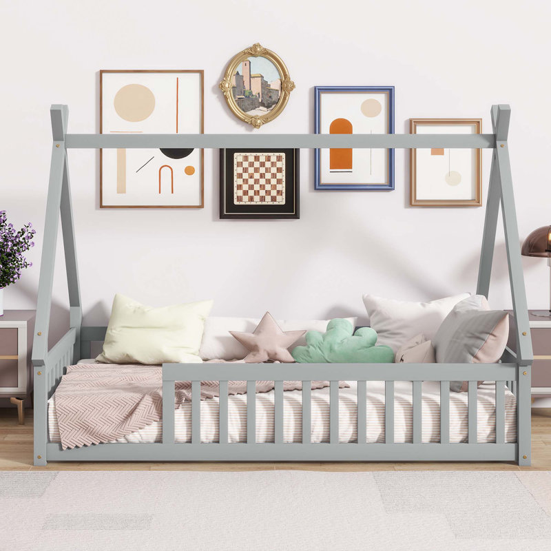 Lit simple en forme de tente, gris