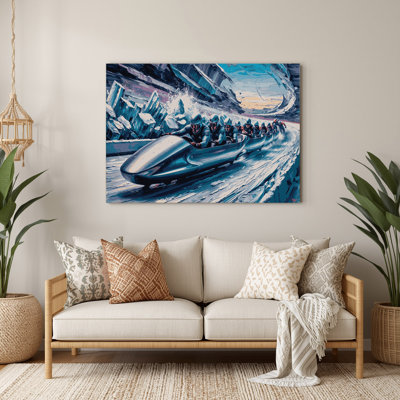 Sports Bobsledding Blue Metal Wall Art