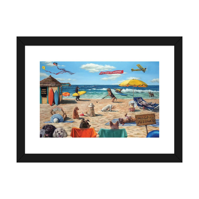 «Dog Beach» - reproduction d'art, H 16 po x l 24 po x P 1 po, Papier noir