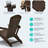 Set of 4 Folding Adirondack Chairs, Wood Texture, Cup Holder, All-Weather HDPE-475730651