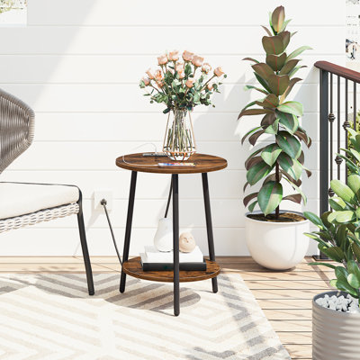 Deandra 19.7" Small Round End Table with Charging Station by Willa Arlo Interiors