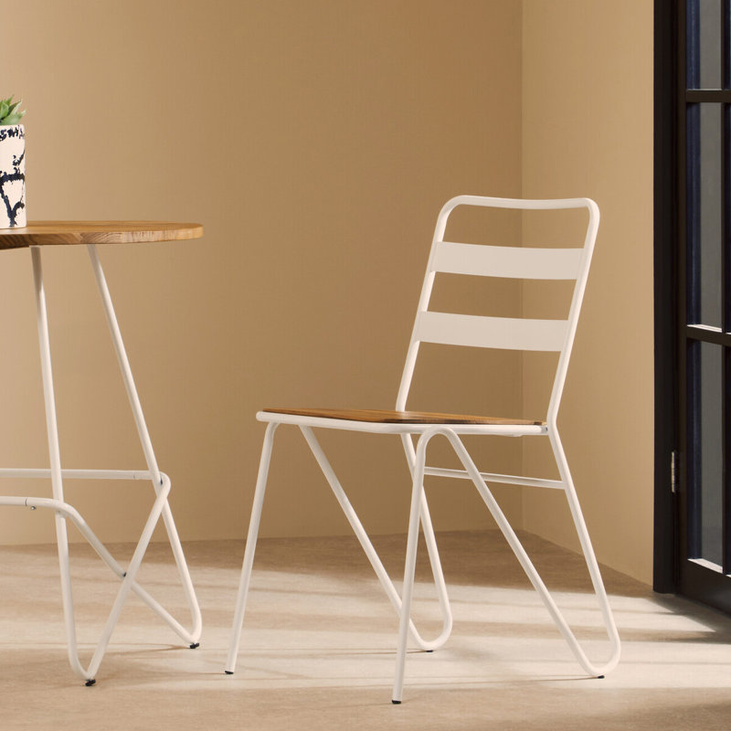 Swanage 45.5cm H Metal Ladder Back Side Chair, White