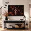 «Gothic Woman with Glowing Pumpkins On Steps», art mural sur toile-1679626677