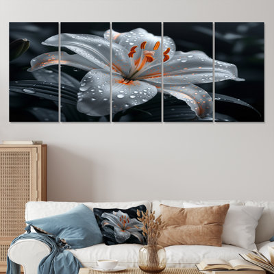 «White Garden Lily Crystal» - ensemble d'art mural lys