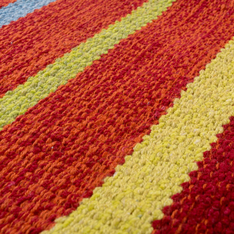 McQuitty Striped Cotton Hand Woven Area Rug, Rectangular 240 x 340 cm
