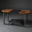 Table basse ovale avec tablette de rangement à 2 niveaux, table centrale étroite étroite pour petits espaces, cadre rustique brun et noir, design compact pour le salon, la chambre à coucher et le bureau