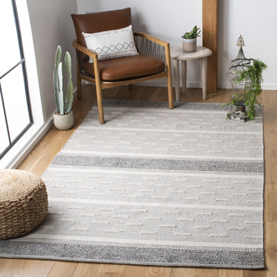 Hartwig Striped Handwoven Cotton Gray Area Rug