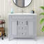 36 po Ensemble de meuble-lavabo autoportant avec comptoir intégré en céramique brillante-114249069