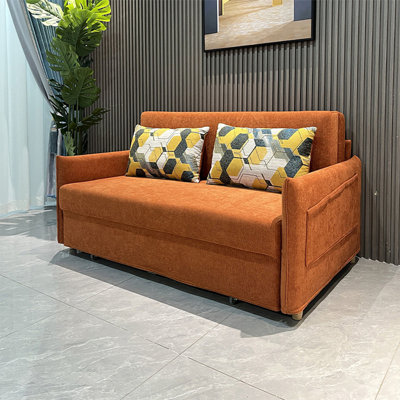 Orange Chenille Modular Sofabed cushion couch