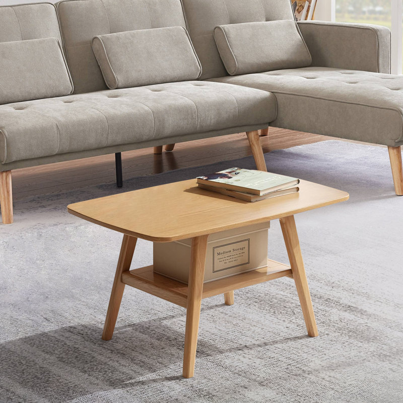 Table basse, table basse en bois Soild, H 17,3 po x L 31,5 po x l 19,7 po, Oak