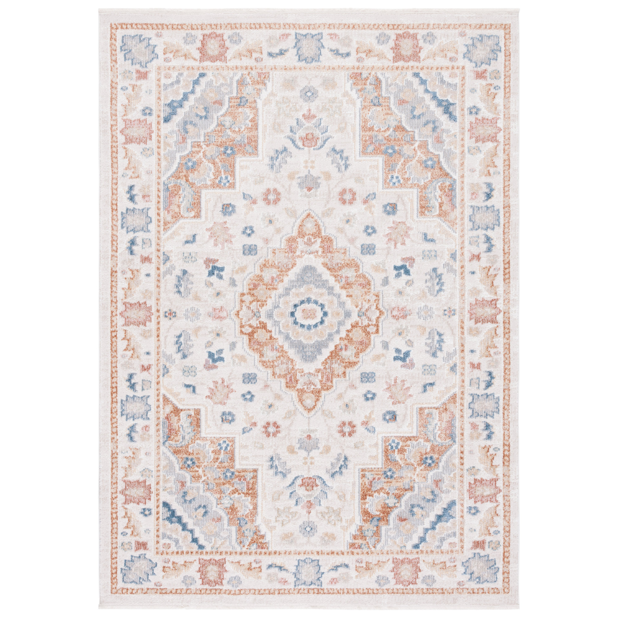 Mayhill Oriental Area Rug in Beige/Rust/Blue, Rectangle 8' x 10'