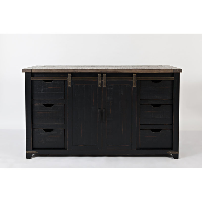 Karley 60 " W Pine Solid Wood Credenza, Vintage Black