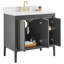 Meuble-lavabo simple 36 po avec comptoir en marbre de Carrare-88582640