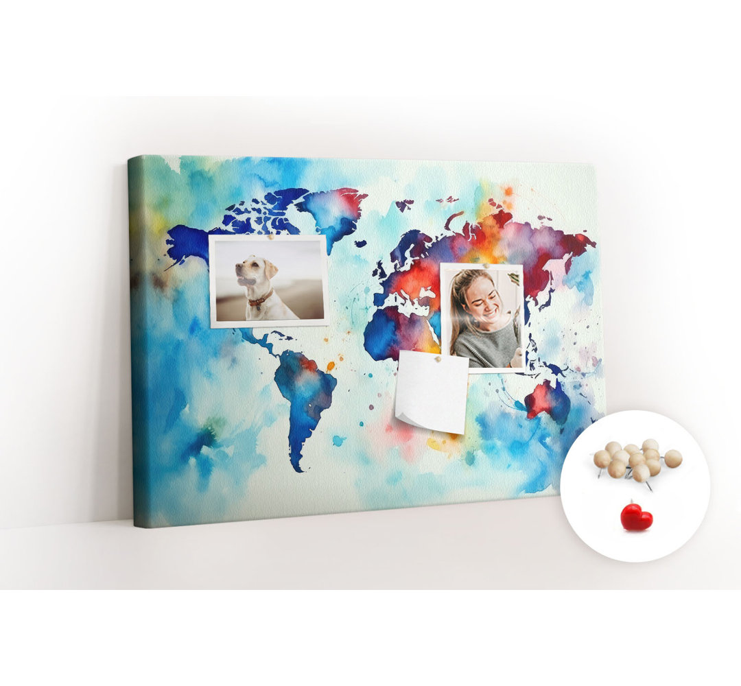 Wall Mounted bulletin board print wall art notice boards for office corkboard Painted map