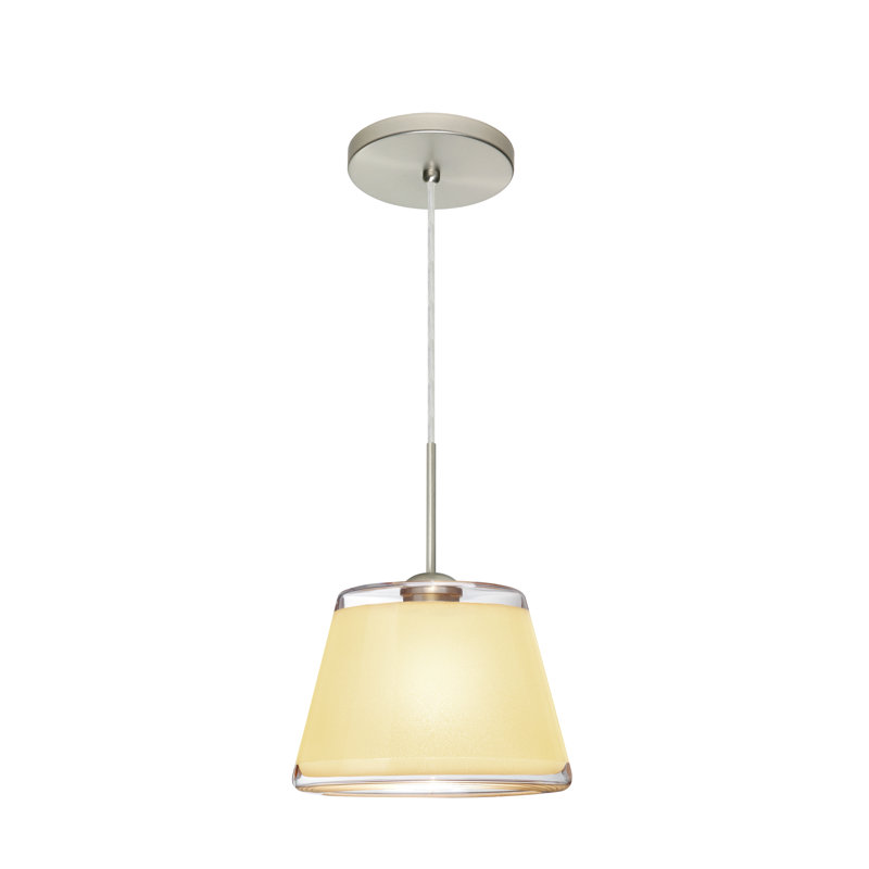 Luminaire suspendu conique à 1 lumière Delaune, Nickel satiné, Blanc