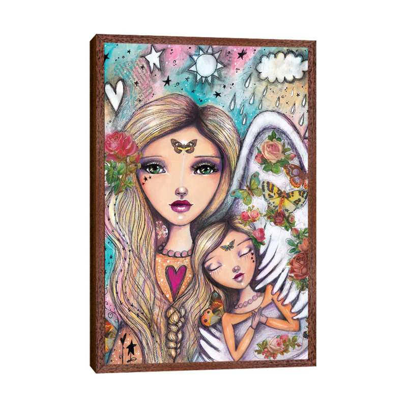 Angels With You by Tamara Laporte - Painting on Canvas, Classic Brown Wood Framed, 152.4cm H x 101.6cm W x 3.81cm D