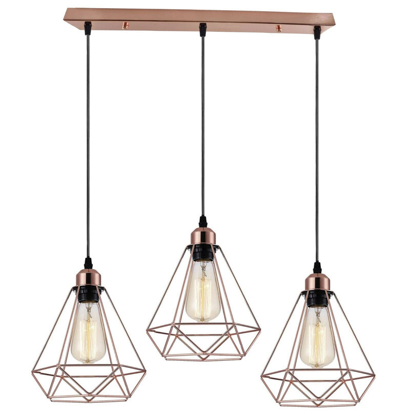 Palombo 3 - Light Rosegold Kitchen Island Pendant, Yes