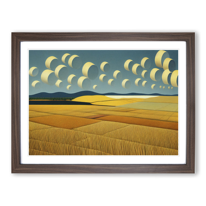 Evolving Wheat Field - Framed Print, 34cm H x 46cm W x 2cm D, Walnut