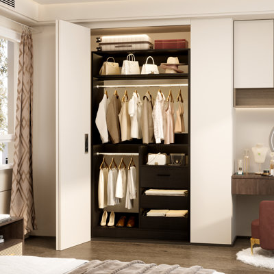 Système d'organisation 36 po avec 3 tiroirs et 2 tringles, rangement pour chaussures