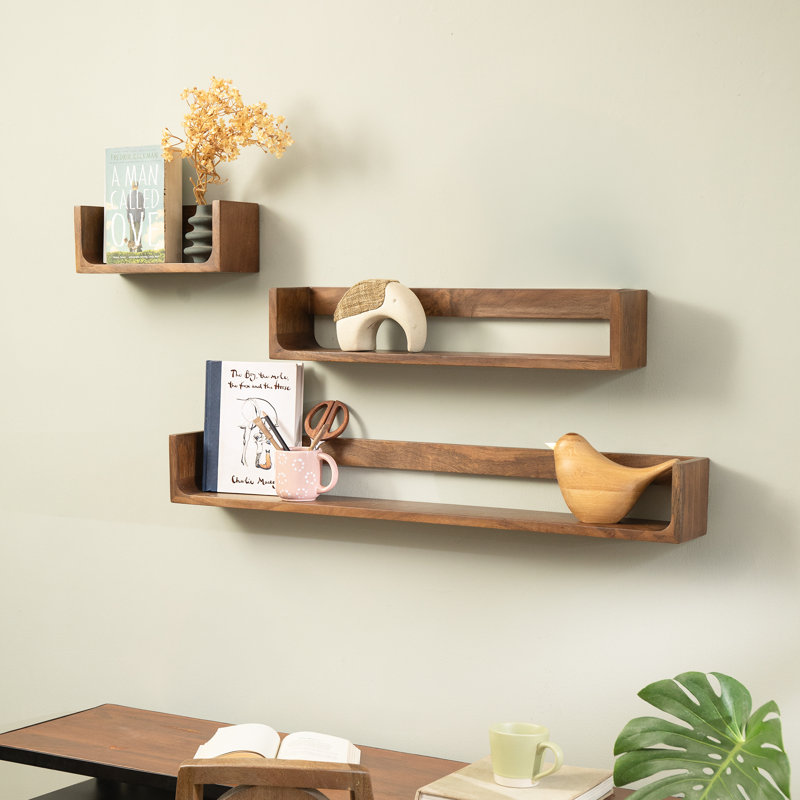 Tablette murale flottante en bois massif