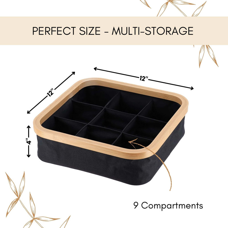 Evideco Decorative Bin, Black, 11