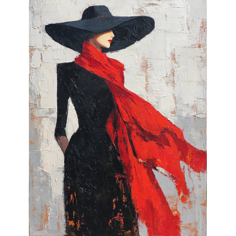 «Lady in Red Scarf», art mural sur toile tendue, H 24 po x l 16 po