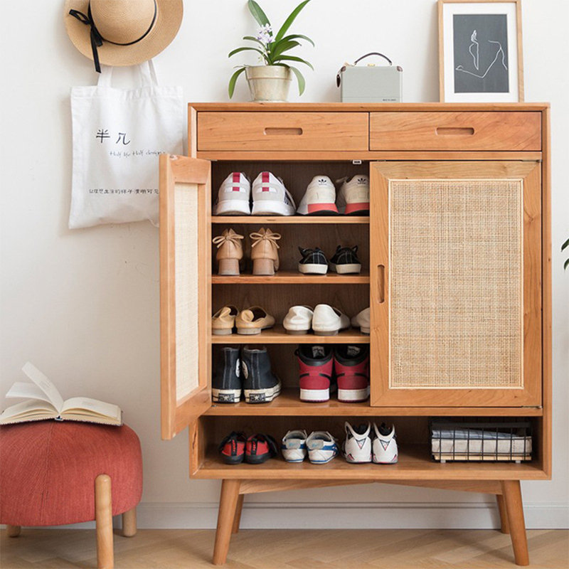 Multi Layer Rattan Shoe Storage Cabinet
