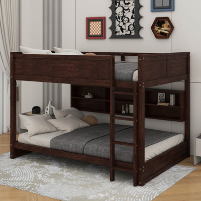 Queen Over Queen Bunk Bed With Storage Cabinets And Charging Station