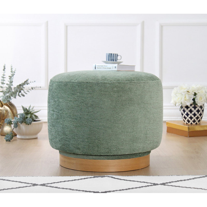 Élégant pouf rotatif à 360 °, housse en coton vert, 21,7 po x 16,9 po | 100% coton, éponge dure moyenne (2,4 pouces d'épaisseur) | Pieds en bois de chêne durable, parfaits pour le salon ou la chambre à coucher