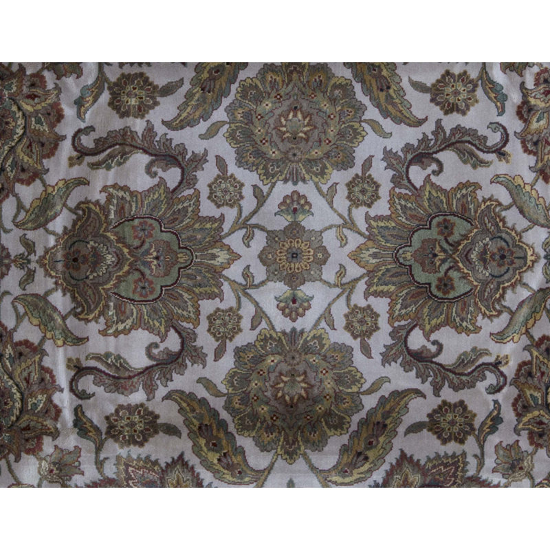 Tapis ivoire et doré de qualité supérieure noué à la main