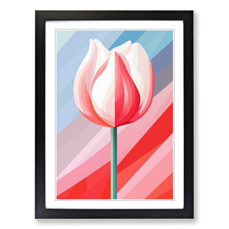 Tulip Flower Op - Framed Print, Black , 64cm H x 46cm W x 2cm D