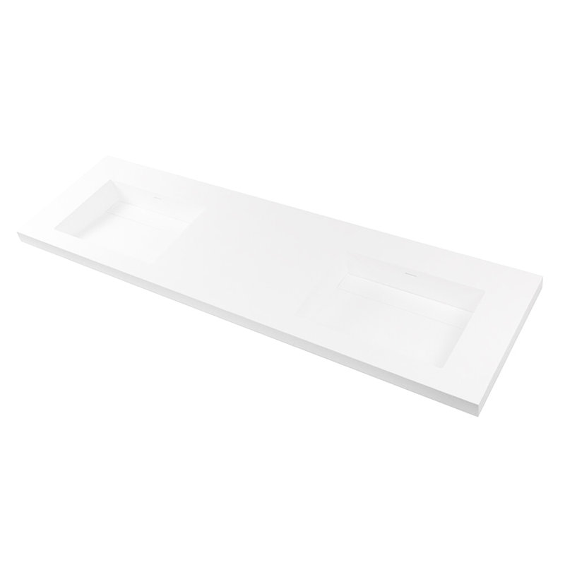 Kubista 72'' W Double Vanity Top, Matte White, 0 Hole