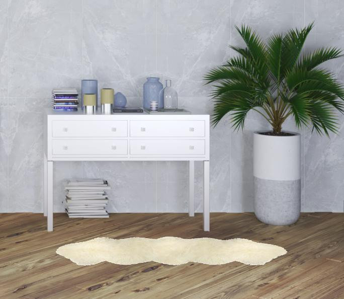 Izola Ivory Handmade Sheepskin Rug, Novelty 1'10" x 5'6"