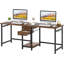 Bureau d'ordinateur 79 pouces pour deux personnes avec tiroirs et tablettes de rangement, table de travail double extra longue avec crochets, bureau d'écriture industriel pour bureau à domicile, brun rustique