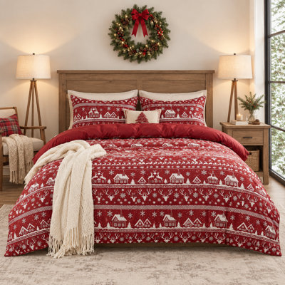 Nordic Christmas Reindeer Duvet Cover Set