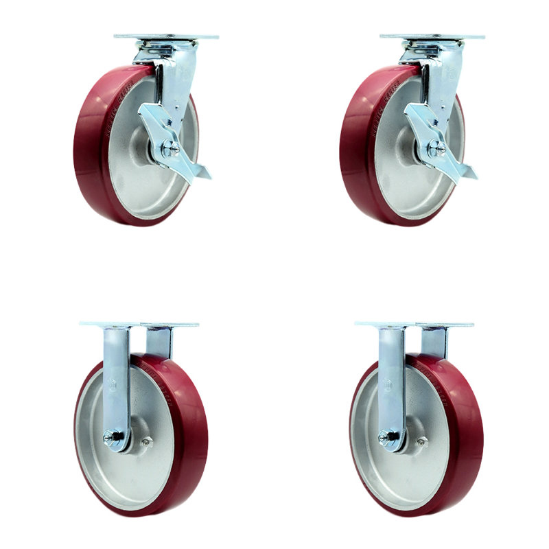 4 Piece Polyurethane on Aluminum Caster Set