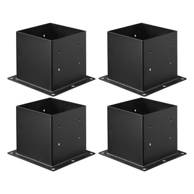 VEVOR 4X4 Post Base 4 Pcs, Inner Size 3.6X3.6 Inch / 92X92 Mm Post Brackets, Heavy Duty Carbon Steel Decking Posts, Wood Posts Brackets For Pavilion Deck Railing Support Deck Base Plate, Black