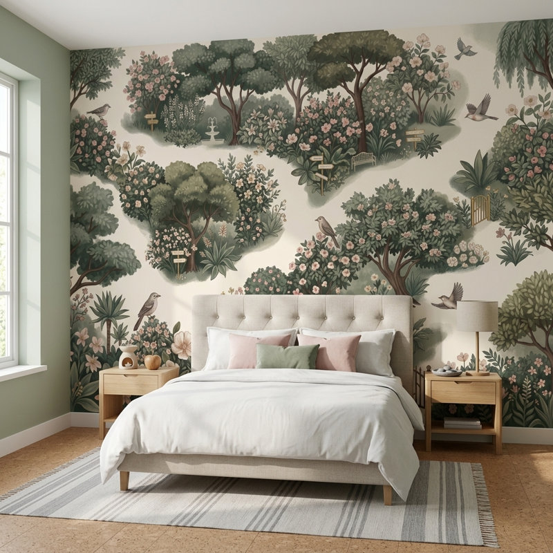 Papier peint jardin et jardin, Non tissé, 120 po x 96 po