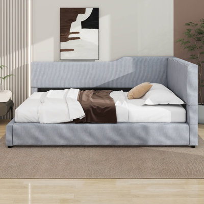 Mercer41 Full Size Modern L-Shaped Daybed With Tufted Curve