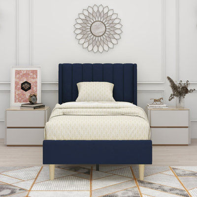 Eriksay Low Profile Upholstered Platform Bed with Wingback Headboard