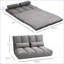 Canapé convertible paresseux, canapé-lit pliant avec 2 coussins, dossier réglable et amp; Appui-tête | Gris foncé | Polyester-2006782619-2006782618