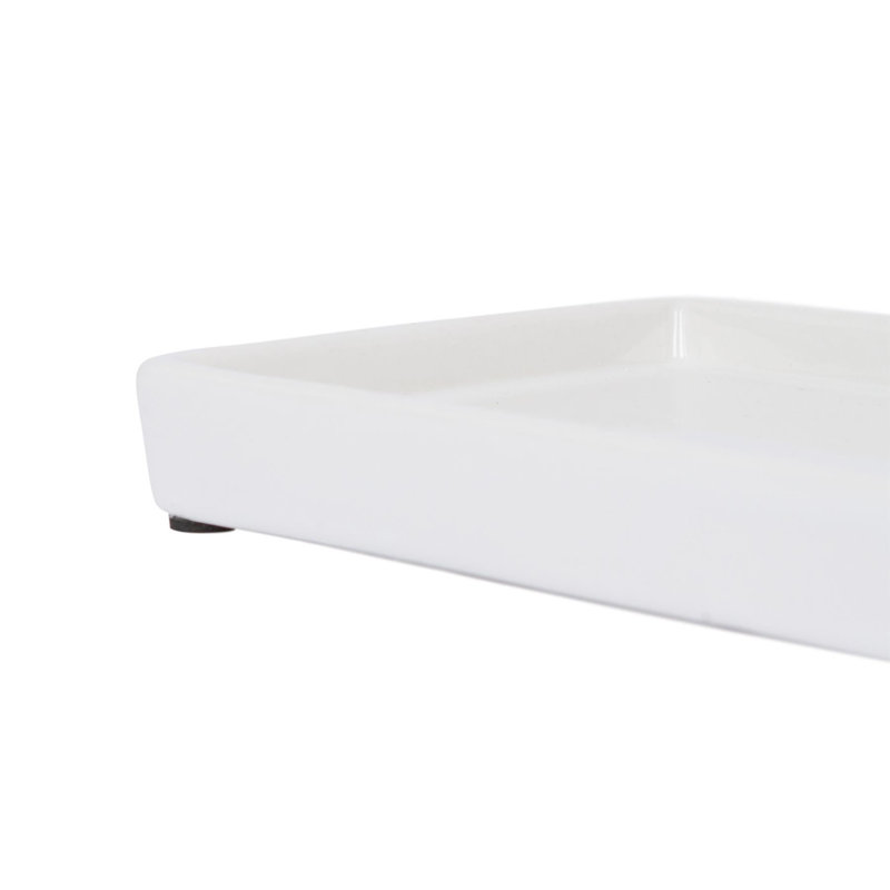 Ceramic Soap Dispenser Trays - White