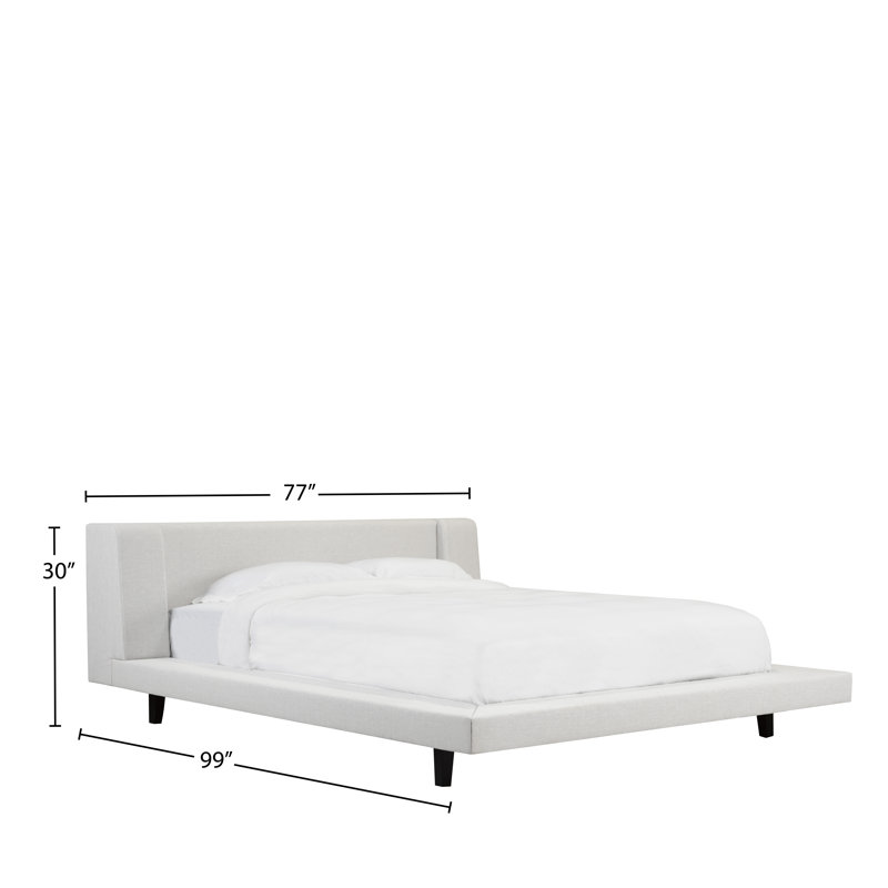 Lit plateforme en tissu d’ameublement Haslingden, Blanc cassé, Grand