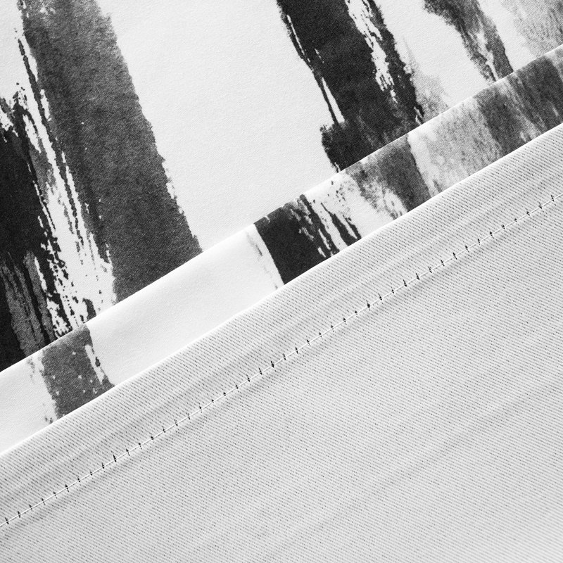 Cassville Abstract Paint Brush Watercolor Lined Thermal Insulated Blackout Window Curtain Valance Rod Pocket  Ink Stripe Pattern 2 Layers
