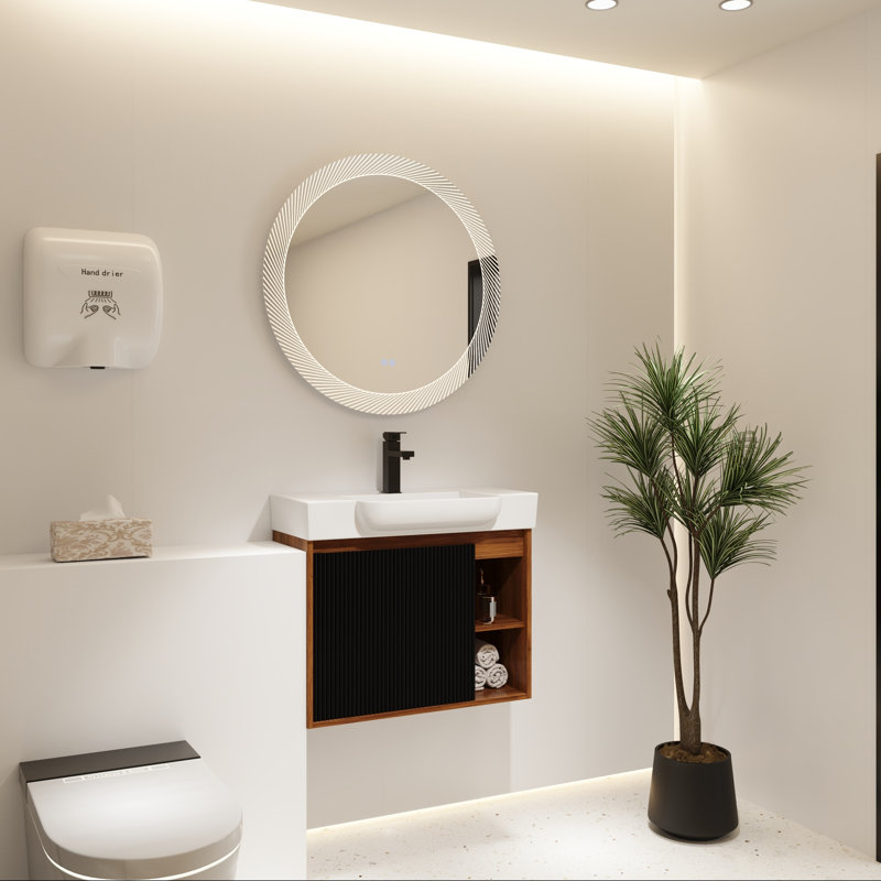 Meuble-lavabo mural avec lavabo en céramique, 28"