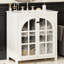 Meuble-lavabo de 31 po avec lavabo, cadre en bois d'hévéa, porte en saillie et poignées en verre trempé de couleur bronze antique, rangement polyvalent