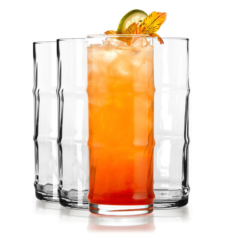 Libbey Tiki Bamboo 16 oz Clear Highball Glasses Set