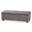 Banc de rangement à couvercle rabattable avec revêtement en velours gris, H 15,35 po x l 46,06 po x P 16,73 po-1200178162