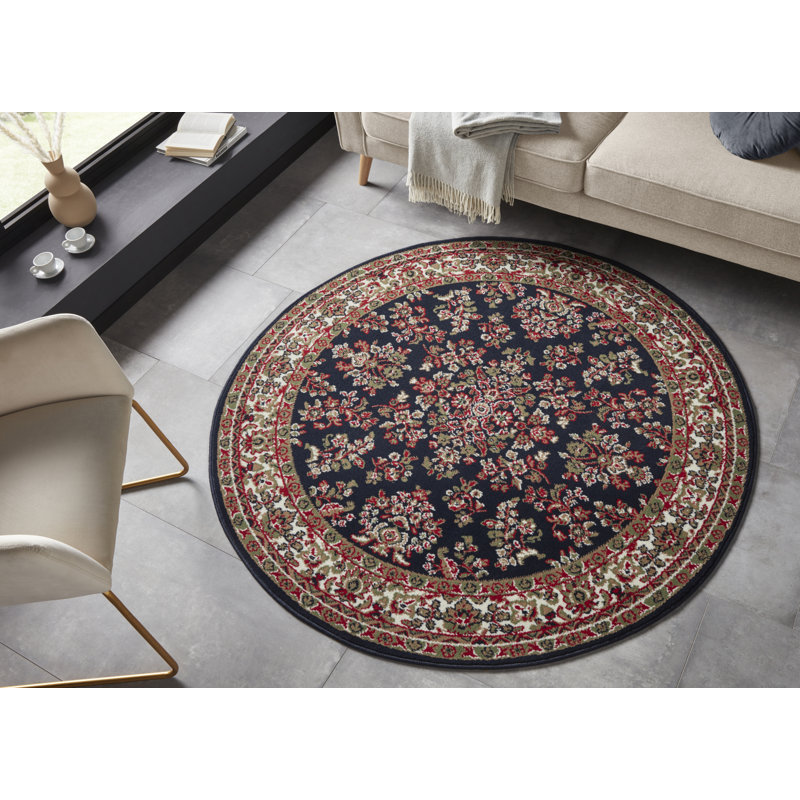 Zabul Tufted Black/Beige/Red Rug, Round 140cm