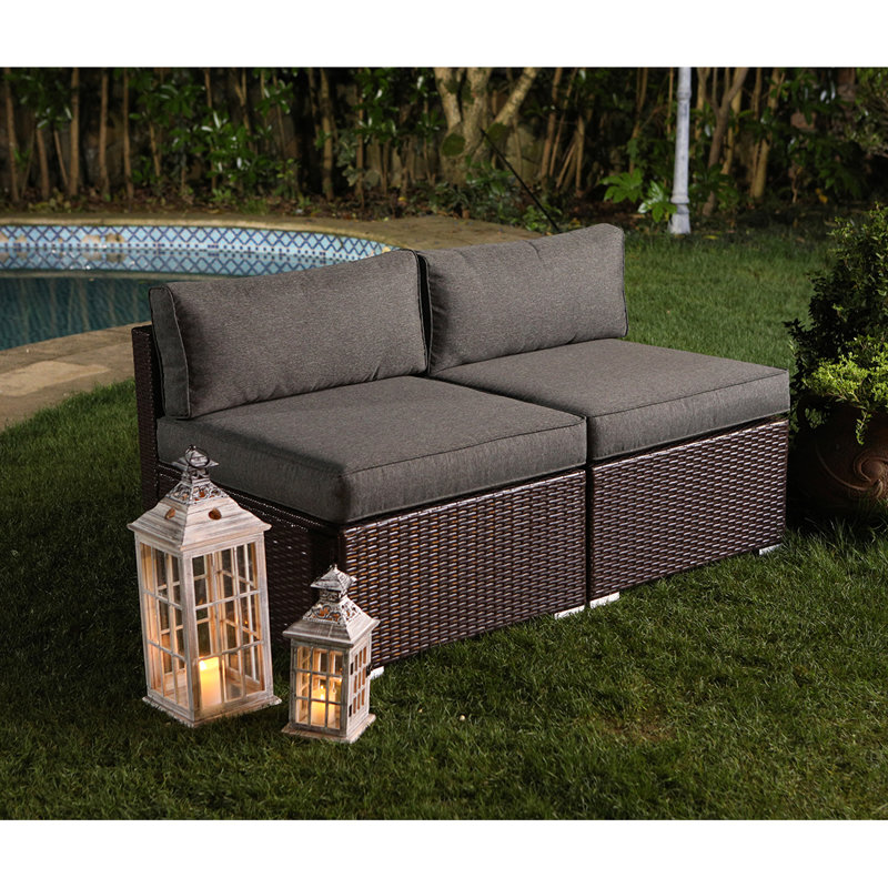 Gotthard 54'' Wide Loveseat with Cushions, Chocolate Brown, Dark Gray